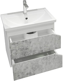 Grossman Мебель для ванной Инлайн 60 подвесная белая/бетон – фотография-5